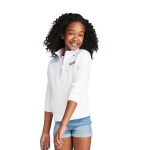 Vineyard Vines Patriotic Shoulder Shep Pullover‎ Quarter Zip, Girls Sz 14 White